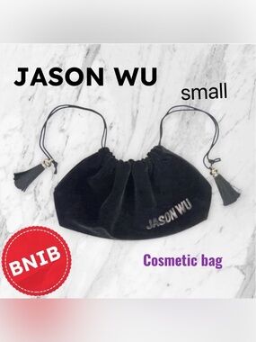 🇺🇸🆕NIB JASON WU |SMALL| Luxe Elegant Black velvet drawstring tassel makeup bag
